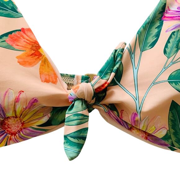 Gianni Bini Pink Multicolor Floral Print Bikini Top Small - Picture 2 of 7